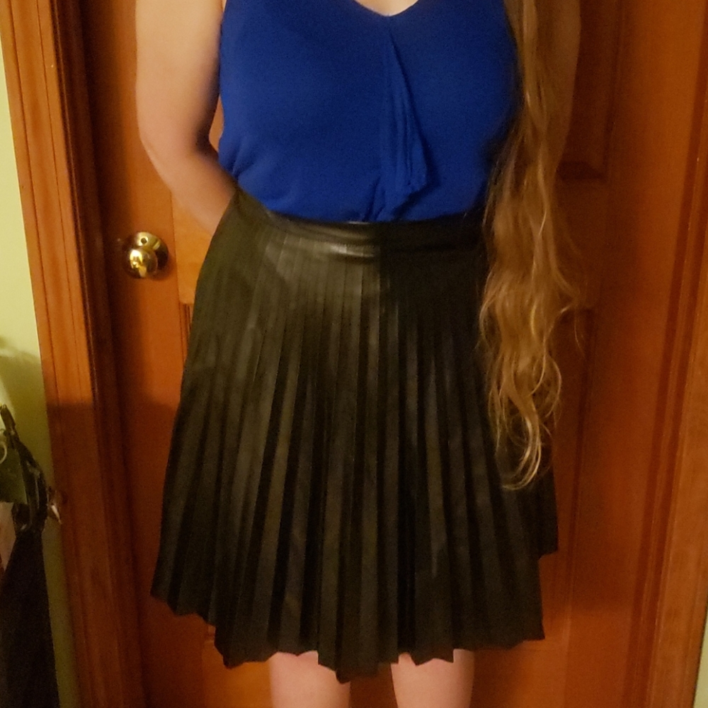 Faux Leather Black | Large | A-Line Skirt
